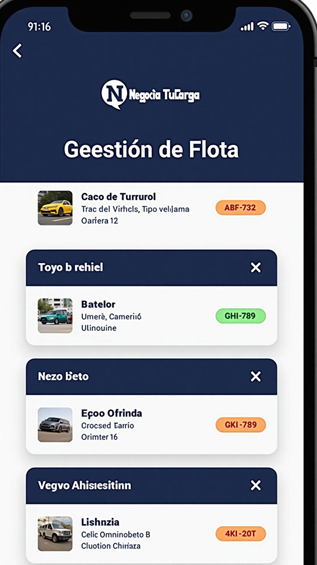 NegociaTuCarga app screen — route & tolls